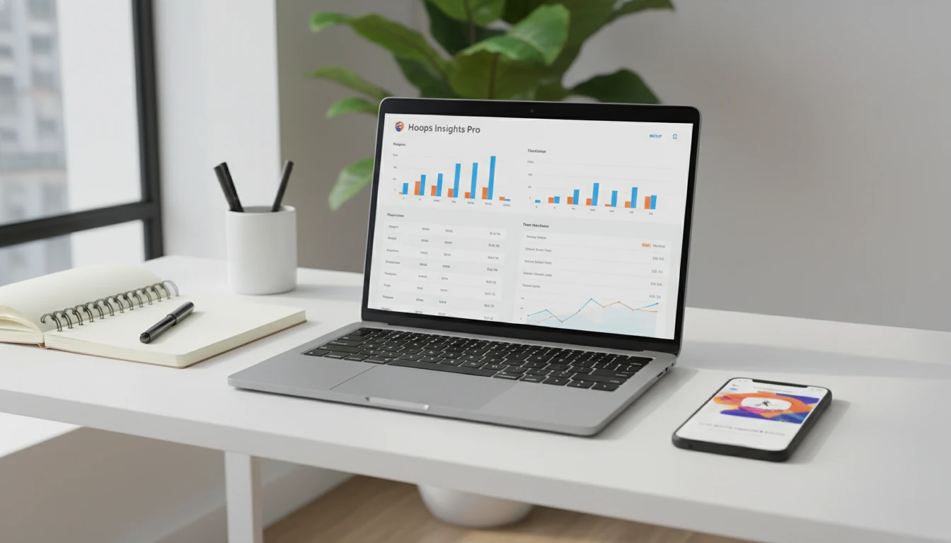 Laptop displaying basketball analytics dashboard