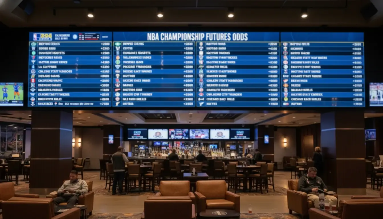 Sportsbook futures board showing NBA championship odds