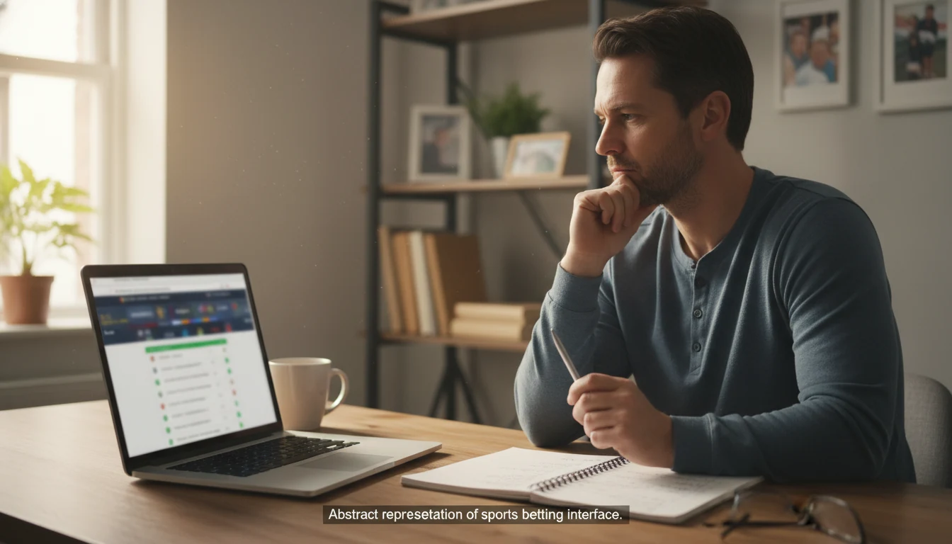 Person weighing options while looking at betting information