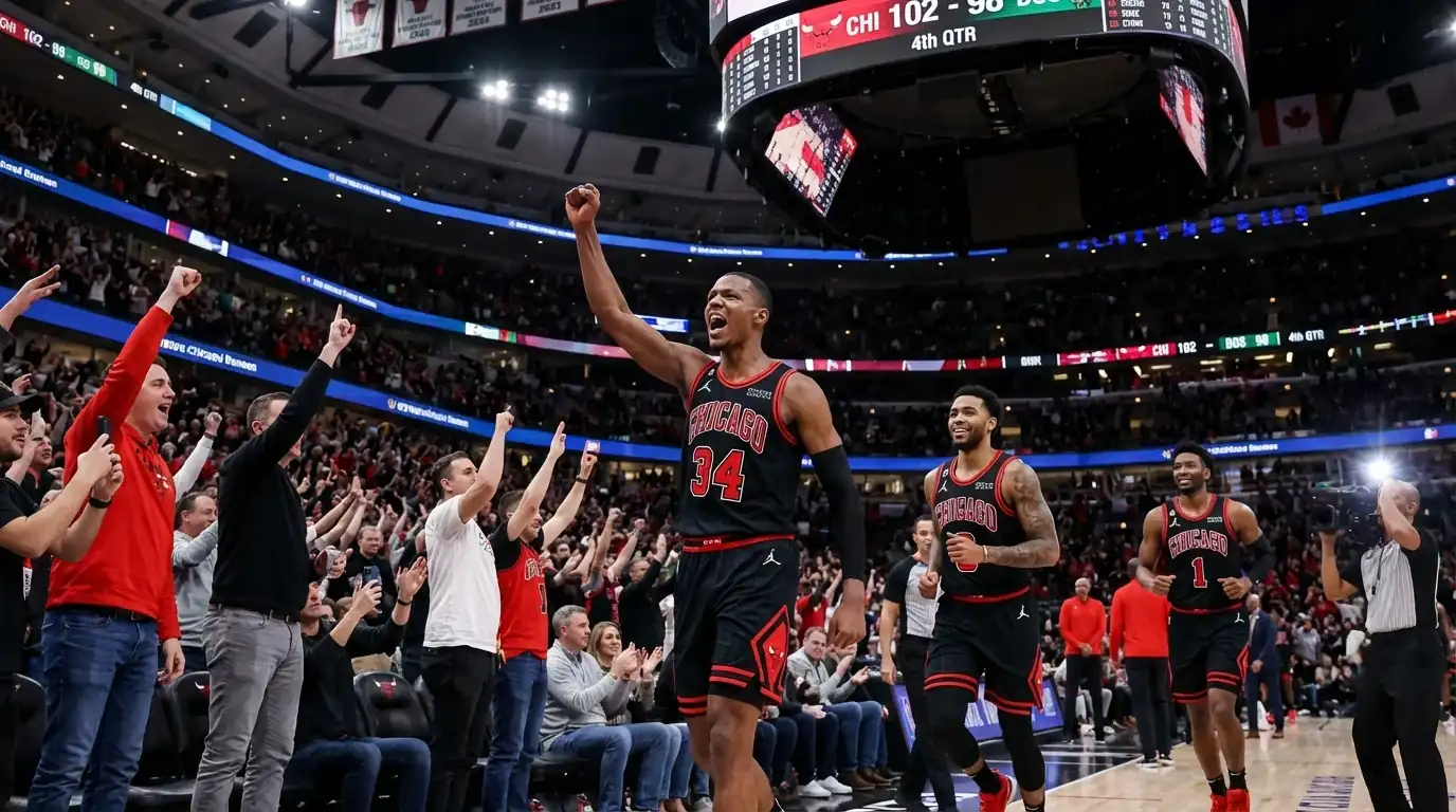 Basketball player celebrating after scoring basket
