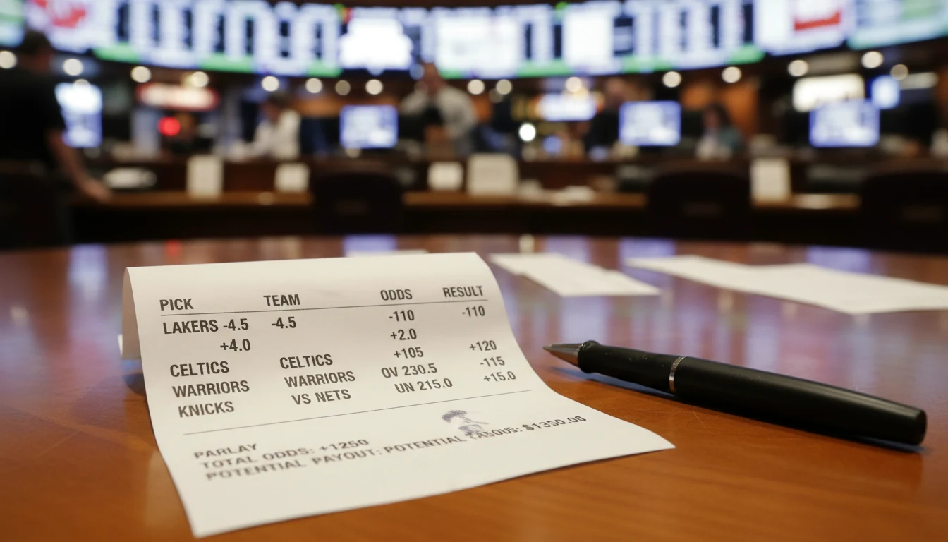 Betting slip showing multiple NBA game selections